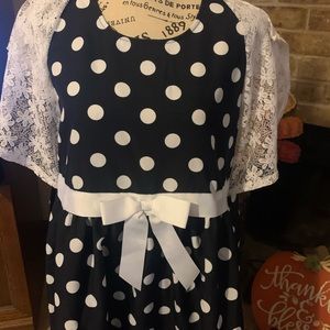 Navy blue and white polkadot dress
